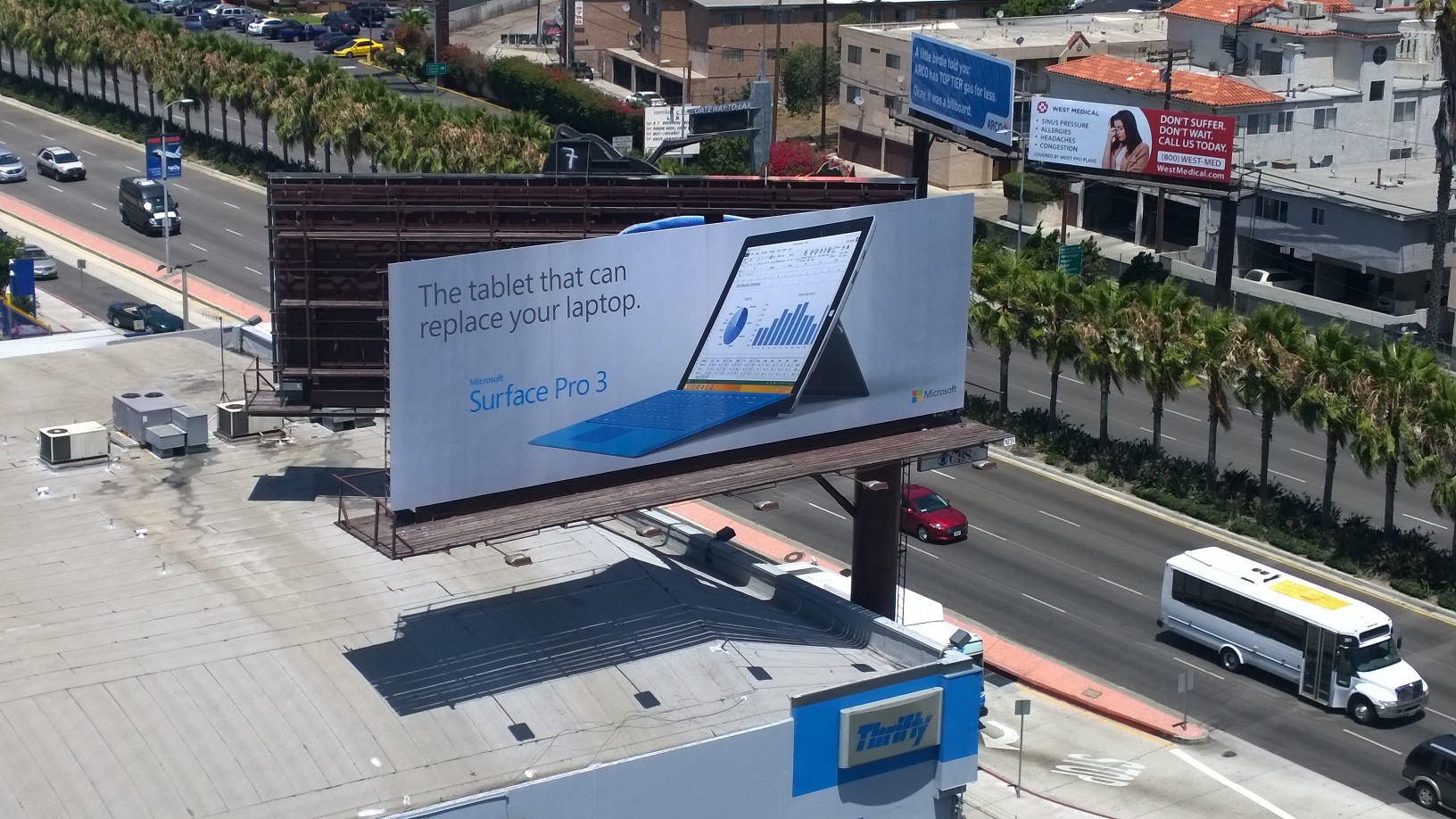 Surface Pro 3 Billboard from the balcony of room 1084 in the Westin Los Angeles airport at 5400 W Century Blvd, Los Angeles, CA 90045
