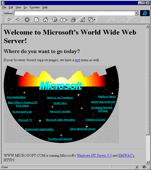 Microsoft.com 1994 in browser