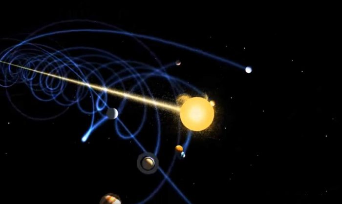 Solar System corkscrewing through space