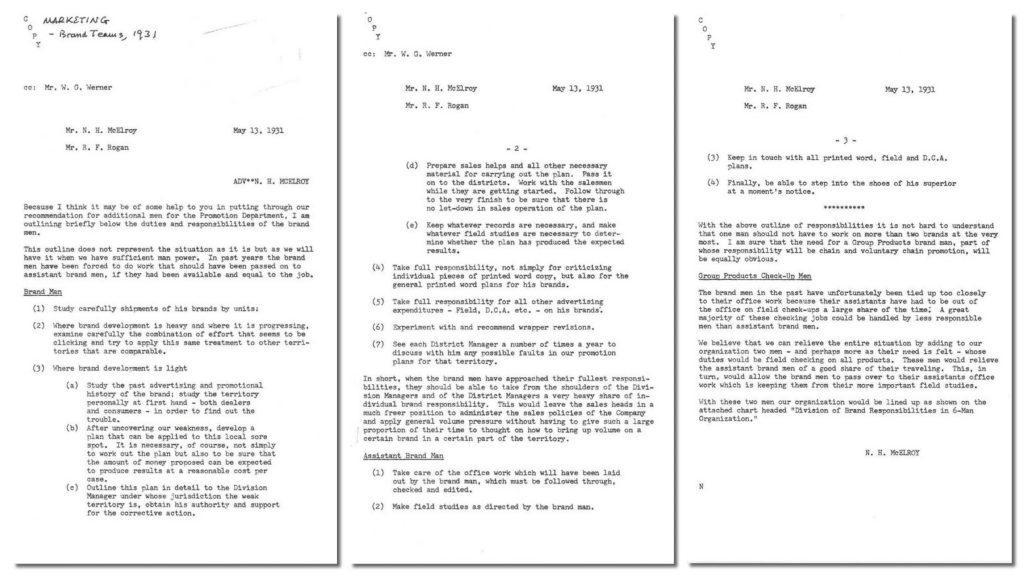 Neil McElroy’s 1931 Brand Man memo for Procter & Gamble